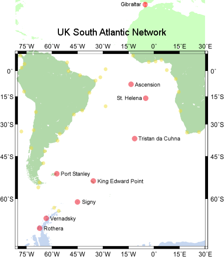 Map of South Atlantic Network